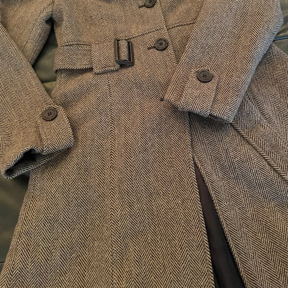 VTG Tailored Flare Fit Herringbone Tweed Wool Blend Coat. Merona, Women's Medium - Picture 2 of 16